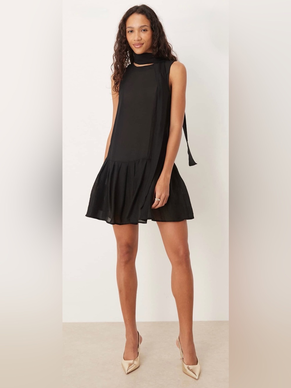Sister Jane Black Sleeveless Mini Dress with Ruffle Hem